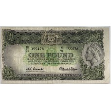 AUSTRALIA 1961 . ONE 1 POUND BANKNOTE . ERROR . PRINTING SHIFT